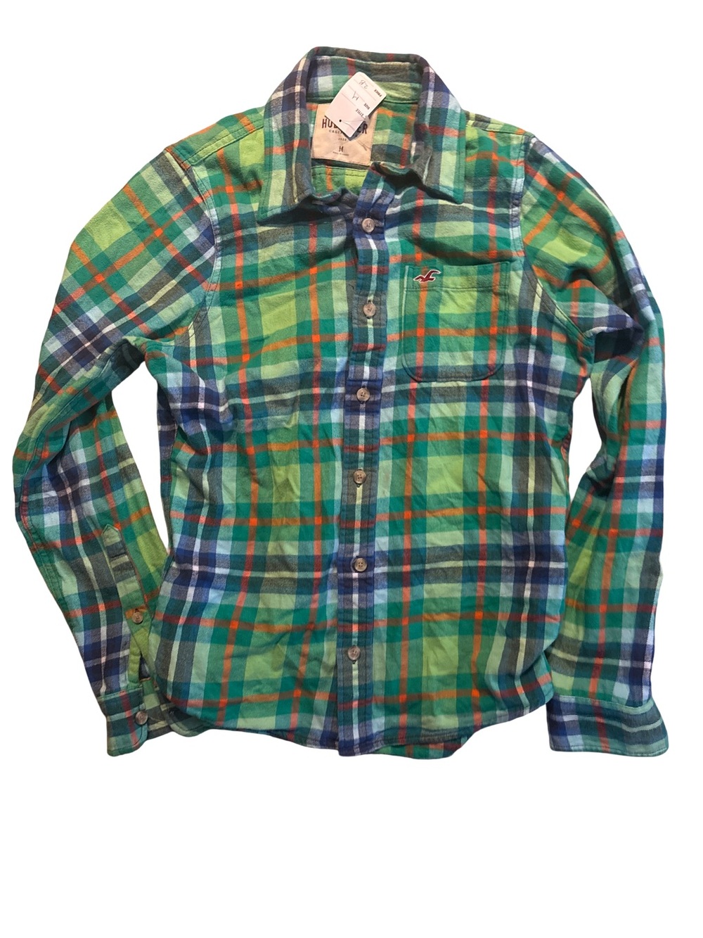 Hollister Green Plaid Soft Flannel button -Up Shirt - size M
